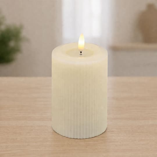 Melrose Beige FIA WICK LED Pillar Candles, 2ct.